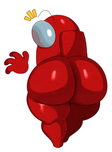 a red among us character with a large butt