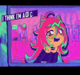 a cartoon character with a sign that says i think i 'm a dc on it