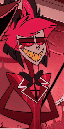 a cartoon character with red hair and a flower on his chest