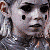 a close up of a person 's face with the word voo visible