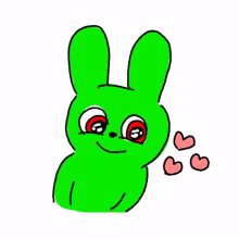 green rabbit red eye heart love