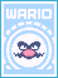 a pixel art of a wario with a pink tongue and glasses .