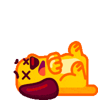 a dead cartoon character with a ghost coming out of his mouth