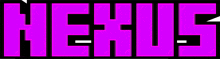 the word nexus is written in purple and black
