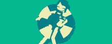 a person in a life preserver on a blue background