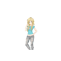 a pixel art of a girl doing a handstand upside down
