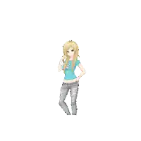 a pixel art of a girl doing a handstand upside down