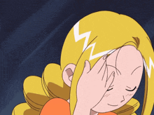 a cartoon girl with a lightning bolt on her hair