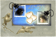 a valentine 's card with birds and hearts and the words go my valentine