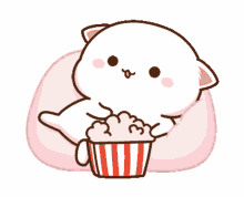 eat mochi peach cat popcorn