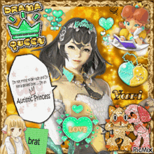 a picture of a girl with a crown on her head and the words drama queen on top