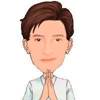a cartoon of a man with his hands together