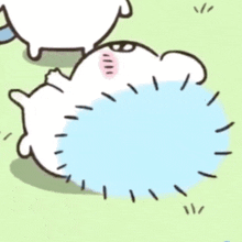 a drawing of a mouse laying on its back with a speech bubble above it .