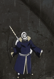 a drawing of a person with a mask on their head and a sword in their hand