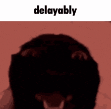 a close up of a person 's face with the word delayably written above it