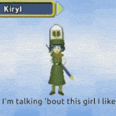a video game character with the name kiryl on it