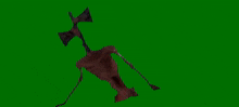 a siren head is laying on a green screen .