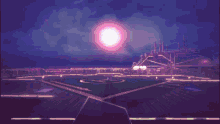 a fireworks display is going on over a baseball field