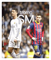 two soccer players are standing next to each other with the words tromo sm on the bottom