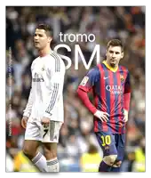 two soccer players are standing next to each other with the words tromo sm on the bottom