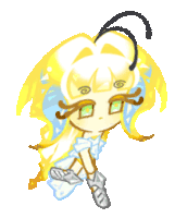 a cartoon drawing of a girl with a bee on her head .