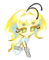 a cartoon drawing of a girl with a bee on her head .
