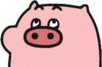 a cartoon pig with big eyes and a big nose is looking at the camera .