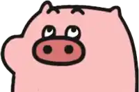 a cartoon pig with big eyes and a big nose is looking at the camera .