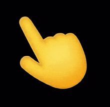 a yellow hand is pointing to the left on a black background