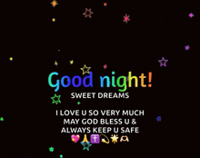 a black background with a message that says good night sweet dreams