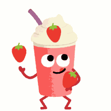 caffeine rush juggling strawberries milkshake tasty treat