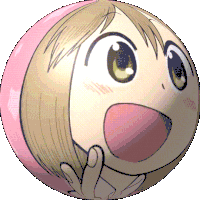 a pink ball with a cartoon girl face on it