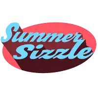 a red and blue logo that says summer sizzle on it