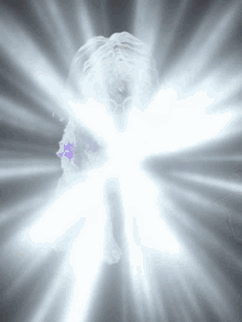 a skeleton is surrounded by a glowing white light