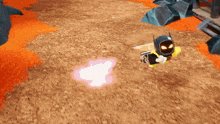 a cartoon character in a batman costume is flying through the air