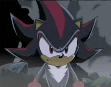 shadow the hedgehog from sonic the hedgehog is looking at the camera