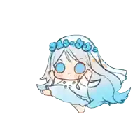 a drawing of a girl with long white hair