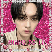 a picture of a young man with the name minho de liv written on it