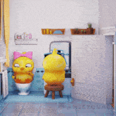 two cartoon ducks are in a bathroom with the name cheetquack on the bottom
