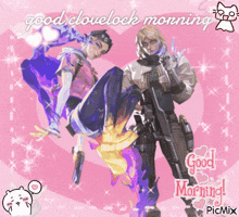 a picture of a man and a woman with the words good morning