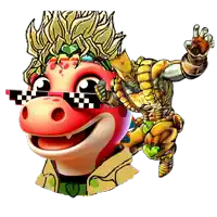 a cartoon character wearing sunglasses is next to a cartoon character wearing a crown