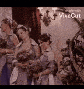 a group of bridesmaids standing next to each other in a room with the words made with vivacut on the bottom