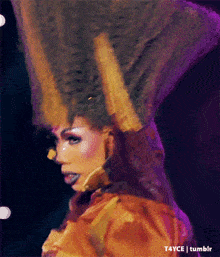 a painting of a woman with a very large wig and the words t4yce tumblr below her