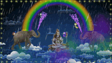 lord shiva raining rainbow clouds elephant