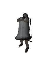 a pixel art drawing of a man in a gray vest and black shorts .