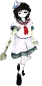 a pixel art of a girl in a sailor suit holding a sword .