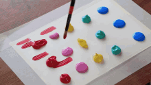 a person is using a brush to paint on a sheet of paper