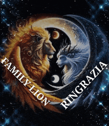 a picture of a lion and a dragon with the words familylion ringrazia