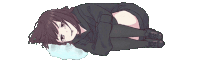 a girl is laying on her stomach with her legs crossed and a tear running down her face .