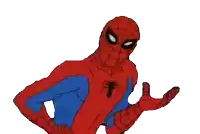 a cartoon of spider-man with his hands on his hips and a spider on his chest